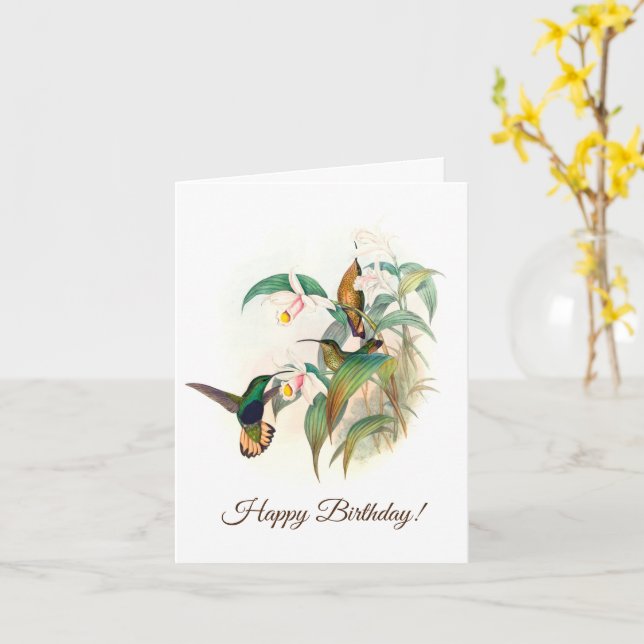 Carte Velours à queue cassée, Joyeux anniversaire (Fleur jaune)
