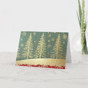 Carte Velvet Red Border Gold Foil Arbre de Noël