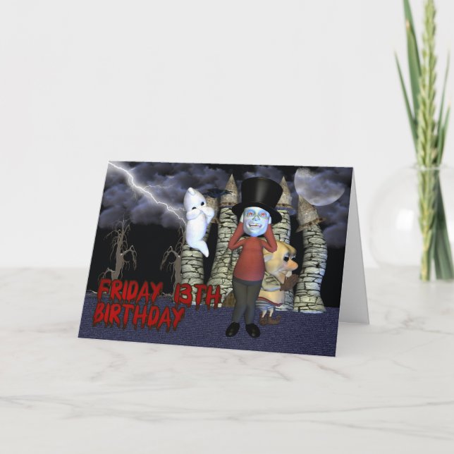 Carte Vendredi 13e anniversaire, Fantôme Éffrayant, et c (Devant)