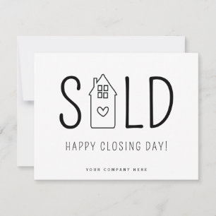 Carte Vendu Joyeux Jour de fermeture Immobilier Heart Ho