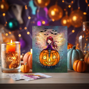 Carte Venez Bats mignons Halloween Fée