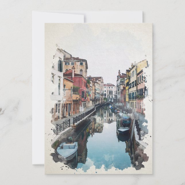 Carte Venise Italie Aquarelle Art (Devant)