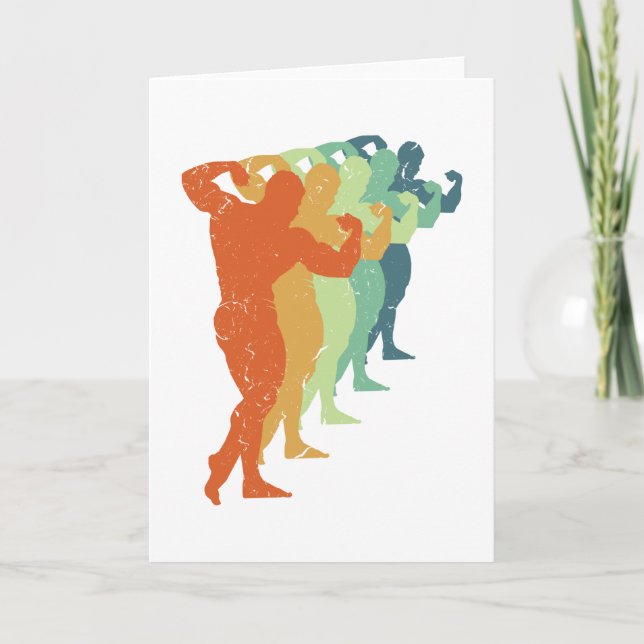 Carte Ventilateur De Fitness Retro Bodybuilder Hommes (Devant)