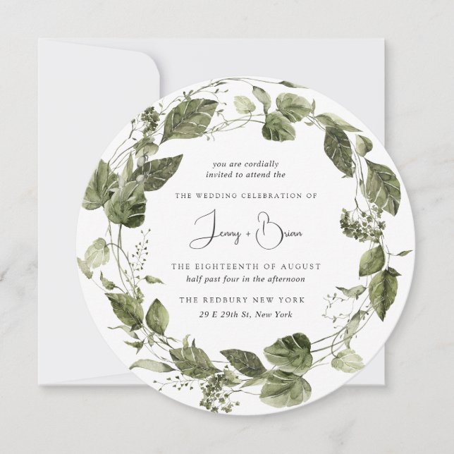 Carte Verdure printanière rustique | Mariage botanique (Devant)