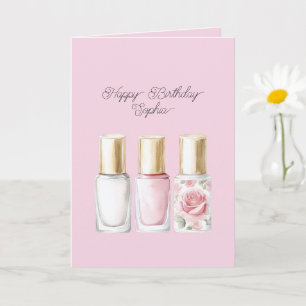 Carte Vernis à ongles floral rose blush Pretty Rose pour