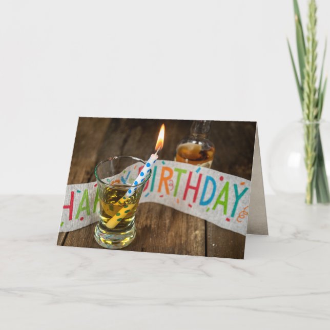Carte Verre Balayé Anniversaire Avec Bougie (Devant)