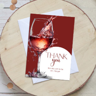 Carte Verre de Fête des mariées de vin rouge Merci