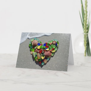 Carte Verre de mer, blanc en verre de coeur