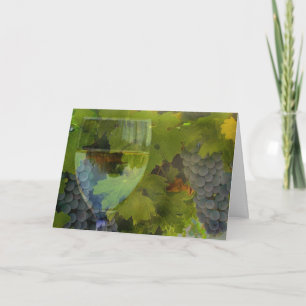 Carte Verre de vin et raisins se réjouissent d'anniversa