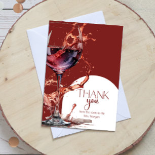 Carte Verre de vin rouge Fête des mariées Merci