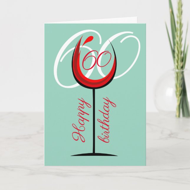 Carte Verre de vin rouge moderne rustique 60e anniversai (Devant)