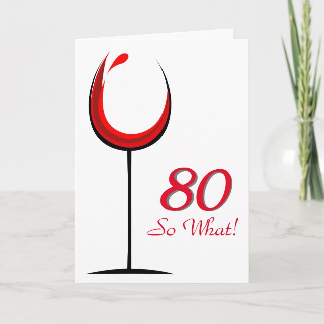 Carte Verre rouge motivationnel moderne 80e anniversaire (Devant)