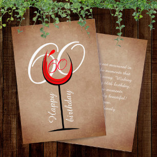 Carte Verre rouge rustique Script 60e anniversaire