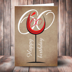 Carte Verre rouge rustique Script 60e anniversaire