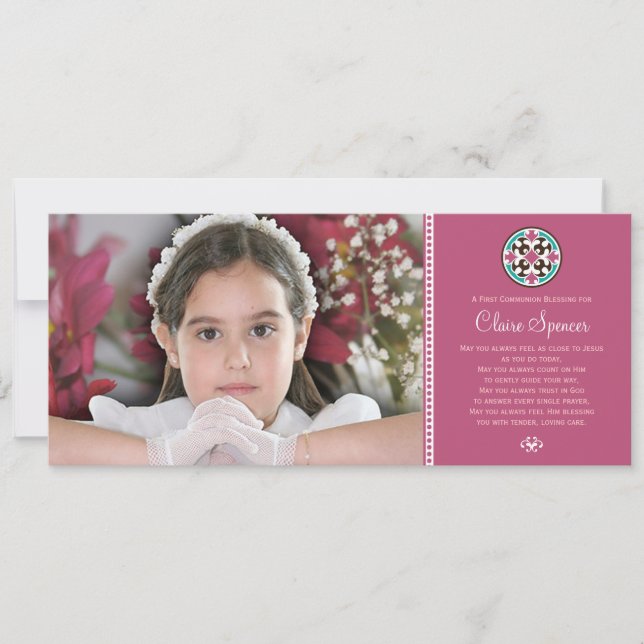 Carte Verre tendu Garde photo de la sainte première comm (Devant)