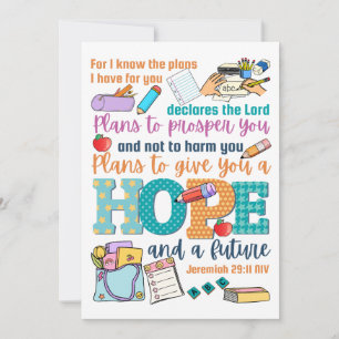 Carte Verset de la bible pour enfants Jérémie 29:11 