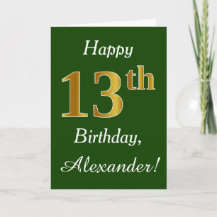 Carte Vert, anniversaire d'or de Faux 13ème + Nom fait