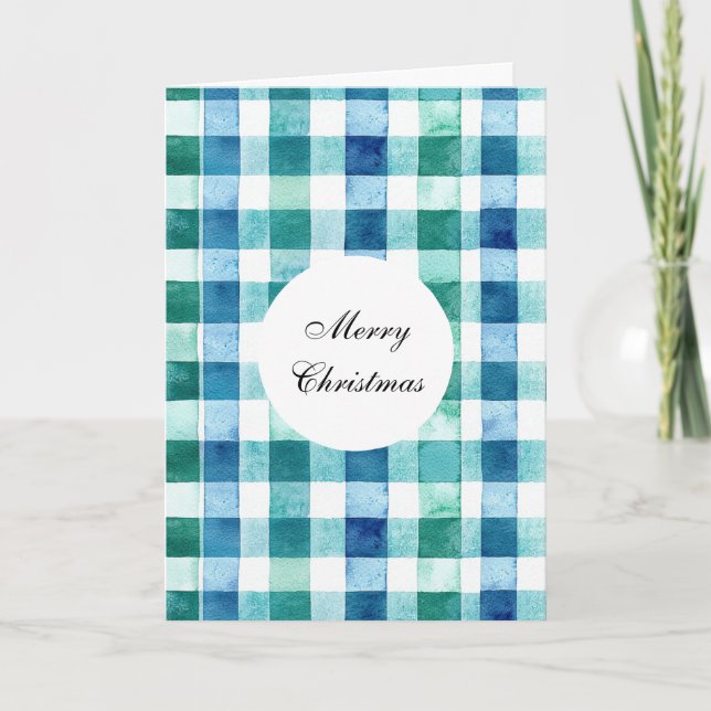 Carte Vert Blanc Bleu Trappe Plaid Noël (Devant)