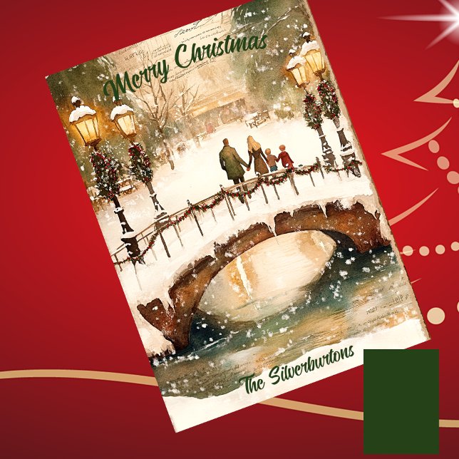 Carte Vert classique Joyeux Noël aquarelle (Créateur téléchargé)