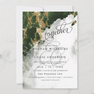 Carte Vert émeraude riche géode aquarelle BarefootBride™