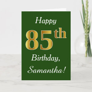 Carte Vert, Faux Gold 85e anniversaire + Nom personnalis