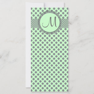 Carte Vert menthe avec Pois gris-Monogramme STaylor