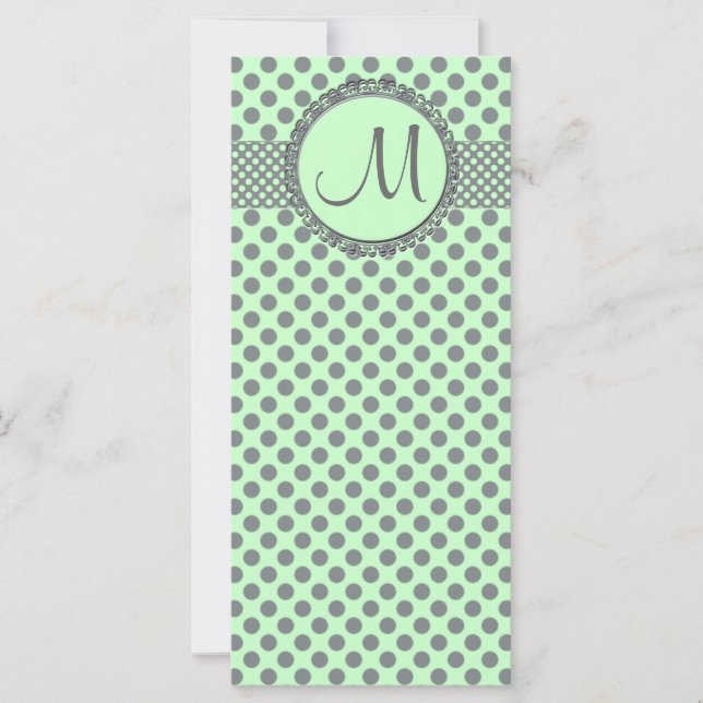 Carte Vert menthe avec Pois gris-Monogramme STaylor (Devant)