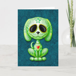 Carte Vert sur bleu Zombie sucre chiot