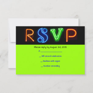 Carte VERTE AU NÉON du bat mitzvah RSVP de barre
