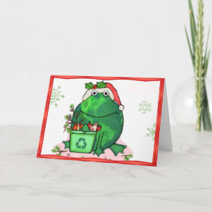 Carte verte de grenouille de Père Noël de Noël