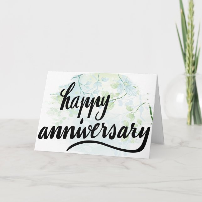 Carte verte sereine de feuille d'anniversaire (Devant)