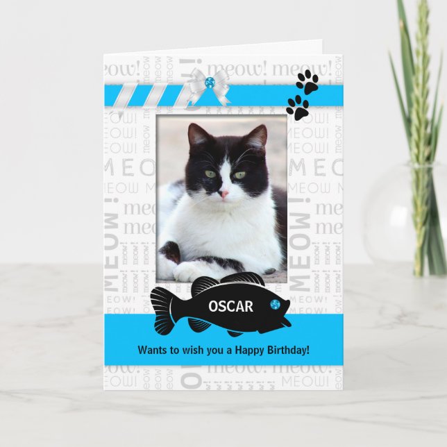 Carte Vertical de la photo de l'animal de compagnie bleu (Devant)