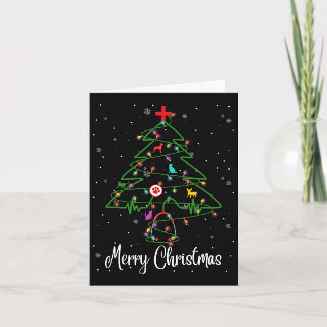Carte Vet Tech Vétérinaire Arbre de Noël Joyeux Noël (Devant)