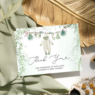 Carte Vêtements bébé Baby shower vert Bogo Sage Merci