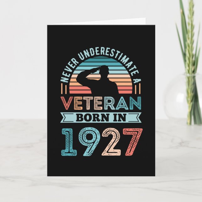 Carte Vétéran né en 1927 100e anniversaire Cadeau milita (Devant)