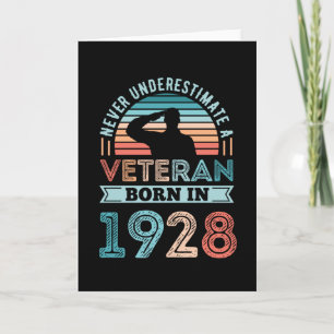 Carte Vétéran né en 1928 100e anniversaire Cadeau milita