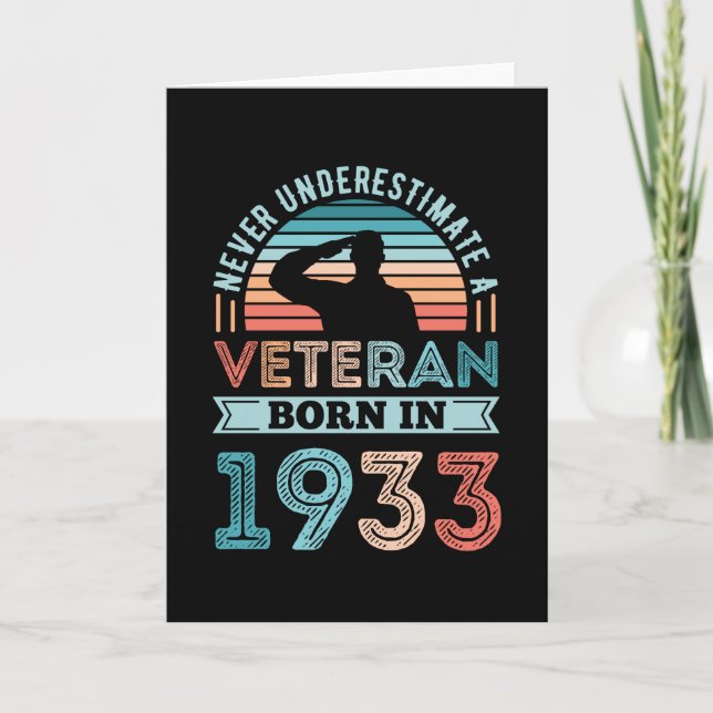 Carte Vétéran né en 1933 90e anniversaire Cadeau militai (Devant)