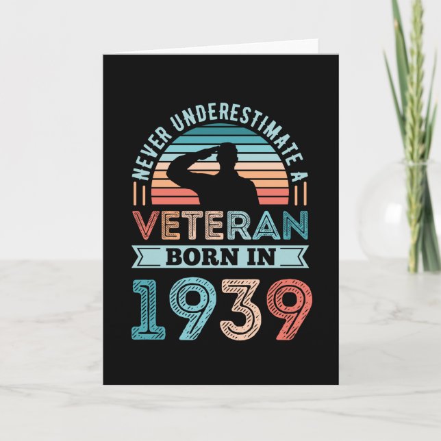 Carte Vétéran né en 1939 90e anniversaire Cadeau militai (Devant)