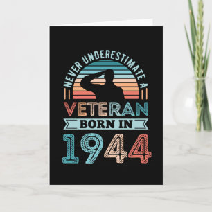 Carte Vétéran né en 1944 80e anniversaire Cadeau militai