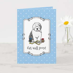 Carte Vétérinaire Vieux Anglais Sheepdog mou Se bien