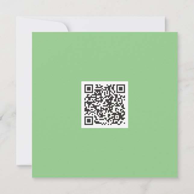 Carte Vibe moderne monochrome vert pur Code QR (Dos)