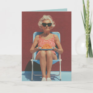 Carte Vibes de l'été rétro – Portrait d'une femme âgée é