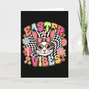Carte Vibes de Pâques Lapin de Floral Œuf de Pâques Nœud