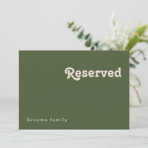 Carte Vibes rétro simples Olive Green Reservation Sign
