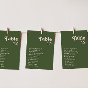 Carte Vibes rétro simples Olive Green Tableau Numéro