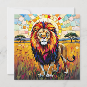 Carte Vibrant coloré Lion Mosaic Blank