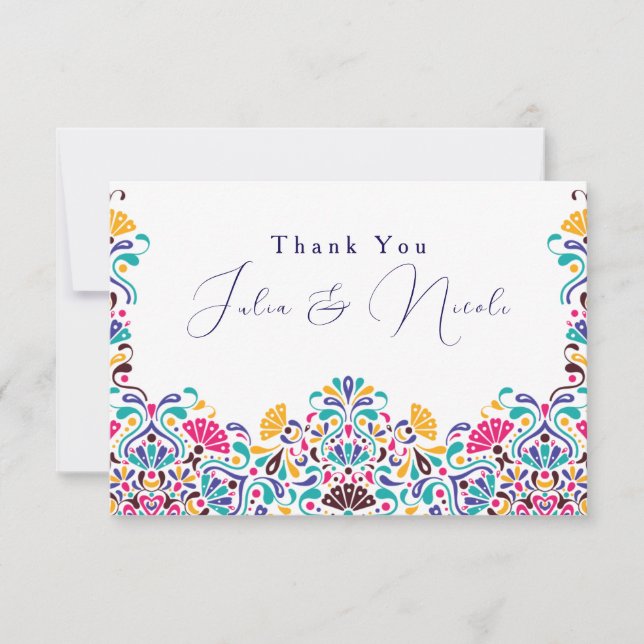 Carte Vibrant mexicaine Fiesta Style Mariage arc-en-ciel (Devant)