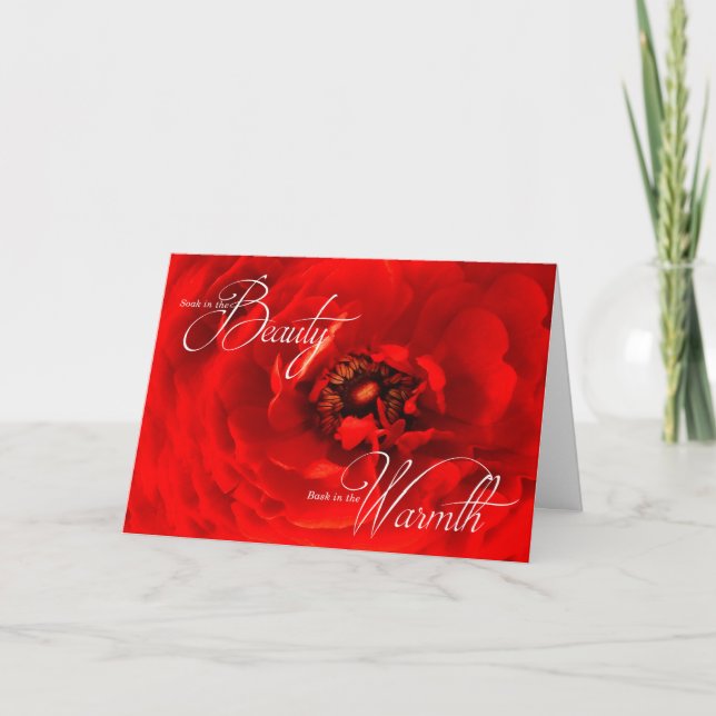 Carte Vibrant Rouge Macro Flower photo Anniversaire (Devant)
