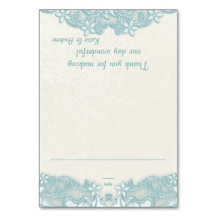 Carte Victorale Florale Aqua Lace Design White Pla