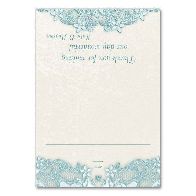 Carte Victorale Florale Aqua Lace Design White Pla (Par défaut)